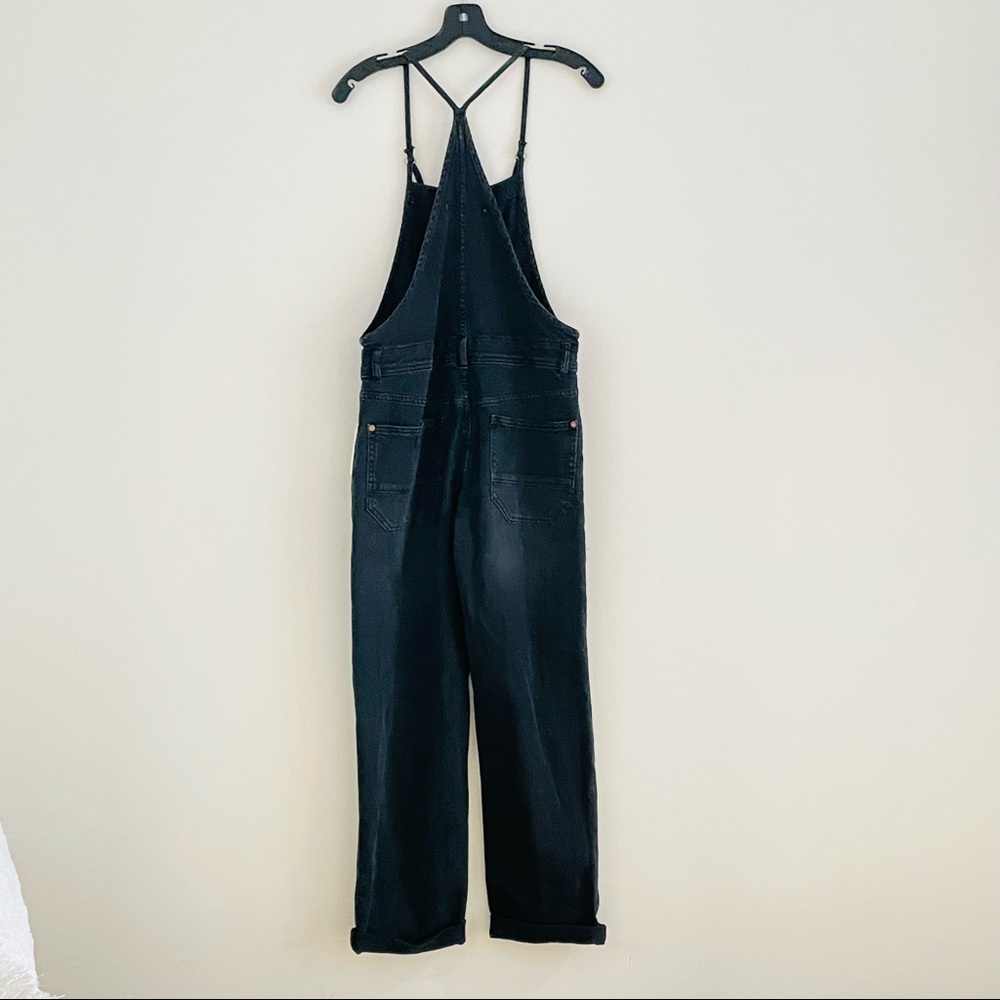 Anthro Black Distressed Denim Overalls - Picture 3 of 14